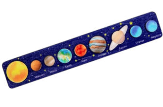 Puzzle din lemn tip incastru Planetele Sistemului Solar 3D pentru copii