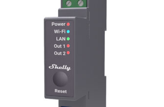 releu inteligent shelly pro 2 – 2canale, wifi, lan, sina din, control aplicatie, compatibil amazon alexa, google assistant si ho
