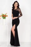 Rochie de seara neagra eleganta Jessie cu maneca din dantela
