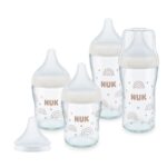 Set 5 piese biberoane NUK Perfect Match Sticla Control Temperatura Curcubeu 0-3 luni plus