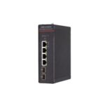 Switch industrial PoE Gigabit Hikvision DS-3T1506HP-SI-4P2F, 4 porturi, 20 Gbps, buget 300 W, cu management smart