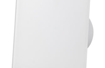 ventilator baie drim o125 s, super silent, debit 140 m3/h, panou sticla schimbabil, clapeta antiretur, garantie 2 ani, alb matt