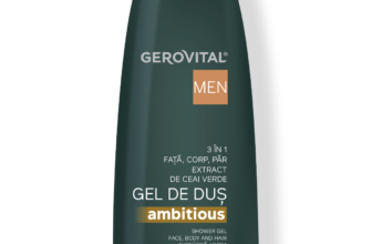 Gel De Duș 3 n 1 Ambitious Cu Ceai Verde, Panthenol și Lemn De Cedru Curățare și Hidratare Pentru Față, Corp și Păr, Gerovital Men, 400 Ml