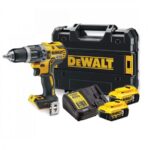 Masina de gaurit si insurubat cu percutie, cu acumulatori Dewalt DCD796P2, 18V/5.0Ah, cuplu maxim 70 Nm, 2 acumulatori, incarcator, valiza de transport