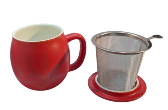 Moment Red, Cană din ceramică rosie cu infuzor inox, 350 ml