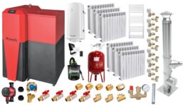 Pachet Centrala mixta Lemn/Pelet Fornello Tera 28 kW, calorifere aluminiu, cos inox, boiler, termostat, aspirator, pompa, vas expansiune, fitinguri, aprindere automanta la peleti, buncar peleti 95 kg, creuzet fonta, curatarea facila, pentru 180 mp