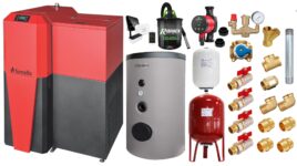 Pachet Centrala mixta Lemn/Pelet Fornello Tera 28 kW, boiler de sol, termostat, aspirator, pompa, vas expansiune, fitinguri, aprindere automanta la peleti, buncar peleti 95 kg, creuzet fonta, curatarea facila, pentru 180 mp