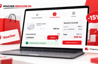 Exemplu de aplicare a unui cod de reducere în coșul unui magazin online