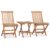 vidaXL Set mobilier exterior pliabil cu perne, 3 piese, lemn masiv tec