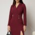 Rochie DY Fashion albastra conica tip sacou cu nasturi pe fusta
