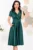 Rochie midi verde in clos Filipina cu maneci scurte tip lalea