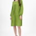 Rochie plisata midi, A-line cu maneca lunga cu elastic, verde