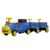 Trenulet electric CHUGGINGTON cu 2 vagoane extra, pentru 4 copii, 180W, 12V 7Ah roti moi, albastru